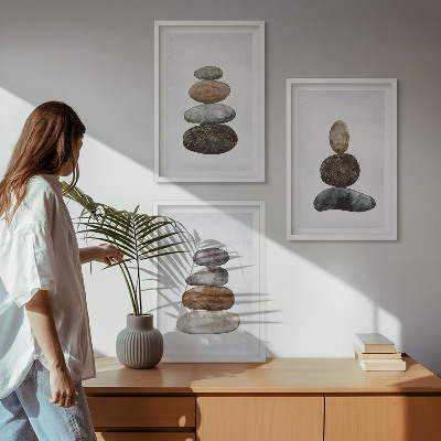 Gerahmtes bilderset Minimalistische Boho-Steine