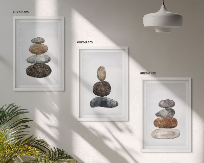 Gerahmtes bilderset Minimalistische Boho-Steine