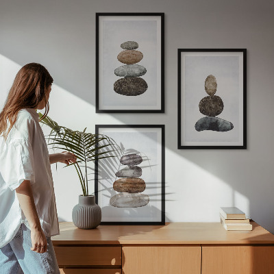 Gerahmtes bilderset Minimalistische Boho-Steine