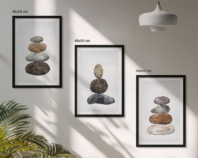 Gerahmtes bilderset Minimalistische Boho-Steine