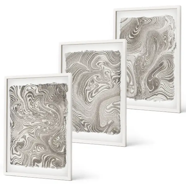 Moderne Formen Malerei 3er-Set mit Rahmen