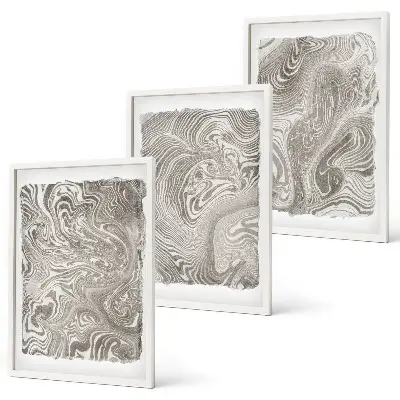 Moderne Formen Malerei 3er-Set mit Rahmen