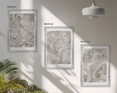 Moderne Formen Malerei 3er-Set mit Rahmen