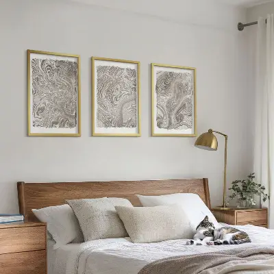 Moderne Formen Malerei 3er-Set mit Rahmen