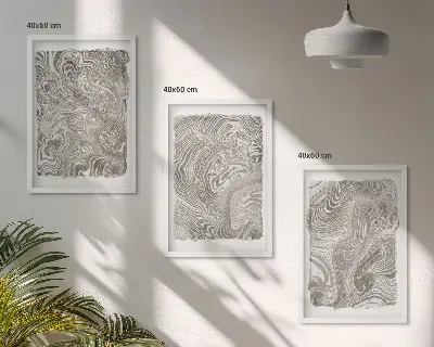 Moderne Formen Malerei 3er-Set mit Rahmen