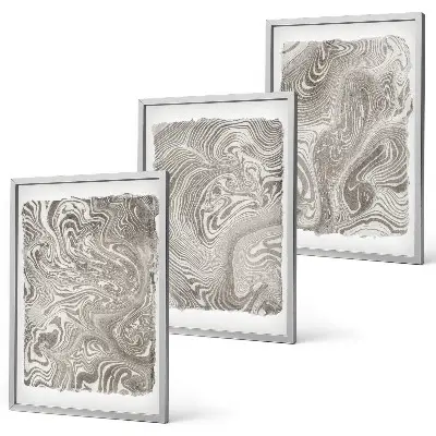 Moderne Formen Malerei 3er-Set mit Rahmen