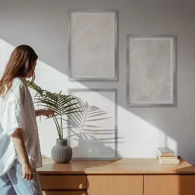 3er-Set Bilder mit Rahmen Motiv Struktur von elegantem Marmor