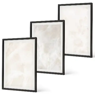 3er-Set Bilder mit Rahmen Motiv Struktur von elegantem Marmor