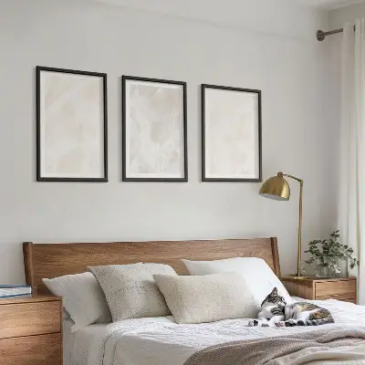 3er-Set Bilder mit Rahmen Motiv Struktur von elegantem Marmor