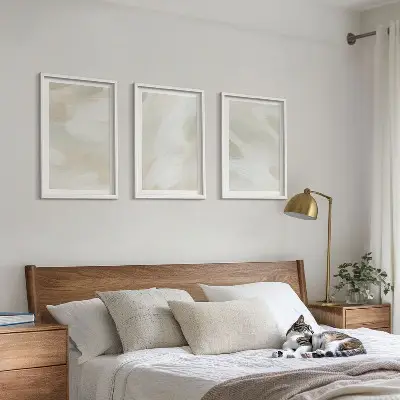 Gerahmtes Bilderset in leuchtenden Farben im abstrakten Boho-Stil