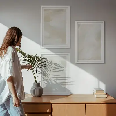 Gerahmtes Bilderset in leuchtenden Farben im abstrakten Boho-Stil