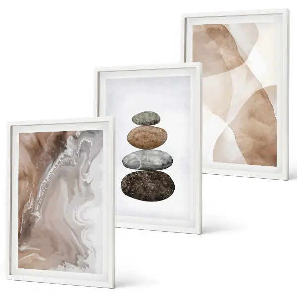 Abstrakte Pastellformen Bilder-3er-Set mit Rahmen