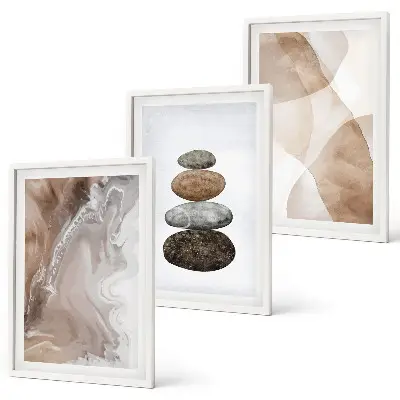 Abstrakte Pastellformen Bilder-3er-Set mit Rahmen