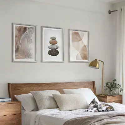 Abstrakte Pastellformen Bilder-3er-Set mit Rahmen