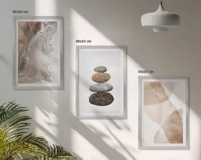 Abstrakte Pastellformen Bilder-3er-Set mit Rahmen