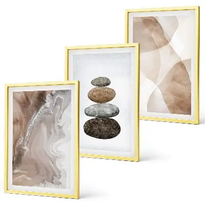 Abstrakte Pastellformen Bilder-3er-Set mit Rahmen