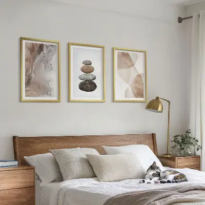 Abstrakte Pastellformen Bilder-3er-Set mit Rahmen