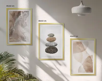 Abstrakte Pastellformen Bilder-3er-Set mit Rahmen