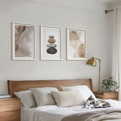 Abstrakte Pastellformen Bilder-3er-Set mit Rahmen