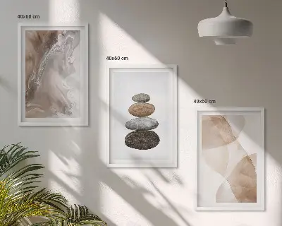 Abstrakte Pastellformen Bilder-3er-Set mit Rahmen