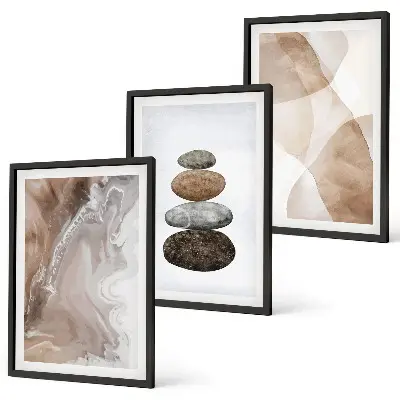 Abstrakte Pastellformen Bilder-3er-Set mit Rahmen