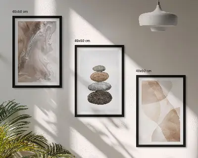 Abstrakte Pastellformen Bilder-3er-Set mit Rahmen
