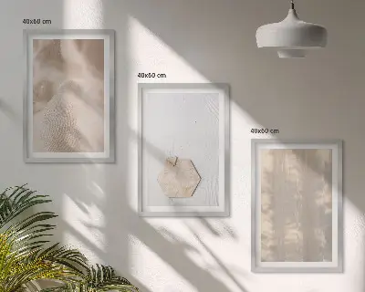 Gerahmtes Bilderset mit subtilen Texturen im Boho-Natur-Stil
