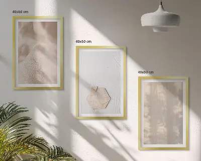 Gerahmtes Bilderset mit subtilen Texturen im Boho-Natur-Stil