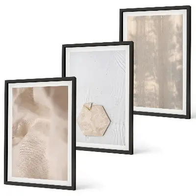 Gerahmtes Bilderset mit subtilen Texturen im Boho-Natur-Stil