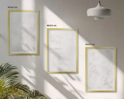 Gerahmtes Bilderset mit minimalistischem Hintergrund und weißen Punkten