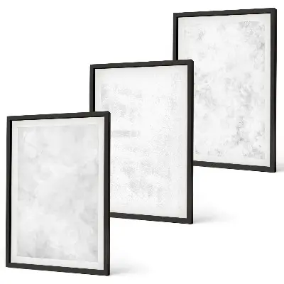 Gerahmtes Bilderset mit minimalistischem Hintergrund und weißen Punkten