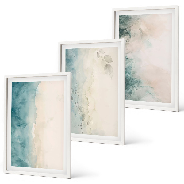 Bilder-3er-set mit rahmen Minimalismus auf Aquarellleinwand