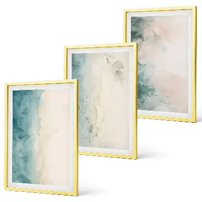 Minimalismus auf Aquarellleinwand 3er-Set mit Rahmen