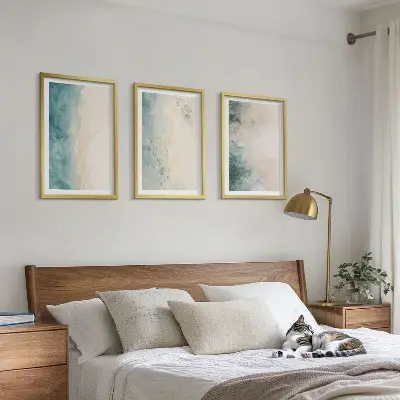 Minimalismus auf Aquarellleinwand 3er-Set mit Rahmen
