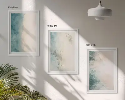 Minimalismus auf Aquarellleinwand 3er-Set mit Rahmen