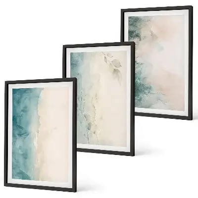 Minimalismus auf Aquarellleinwand 3er-Set mit Rahmen