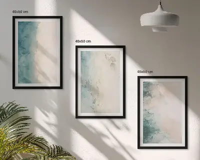 Minimalismus auf Aquarellleinwand 3er-Set mit Rahmen