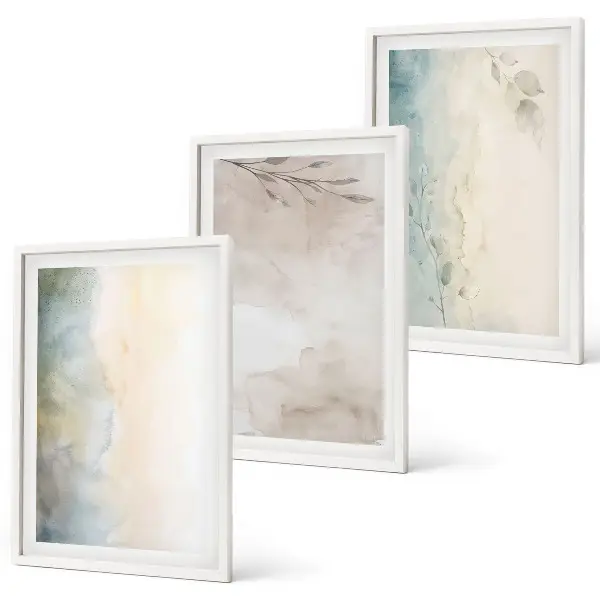 Zarte Aquarellkartons als gerahmtes Bilderset