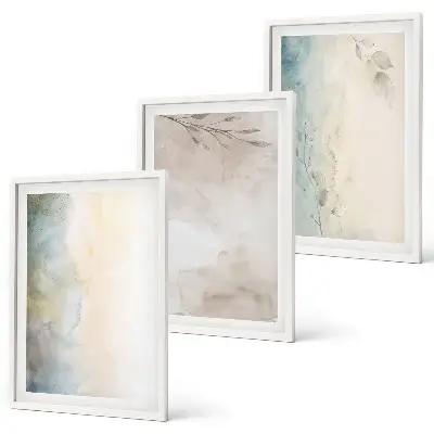 Zarte Aquarellkartons als gerahmtes Bilderset