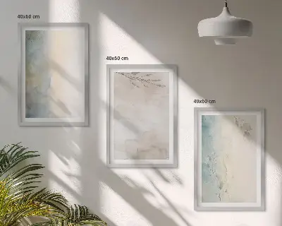Zarte Aquarellkartons als gerahmtes Bilderset