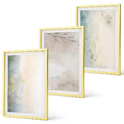 Zarte Aquarellkartons als gerahmtes Bilderset