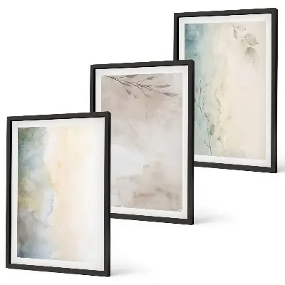 Zarte Aquarellkartons als gerahmtes Bilderset