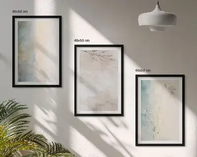 Zarte Aquarellkartons als gerahmtes Bilderset