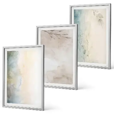 Zarte Aquarellkartons als gerahmtes Bilderset