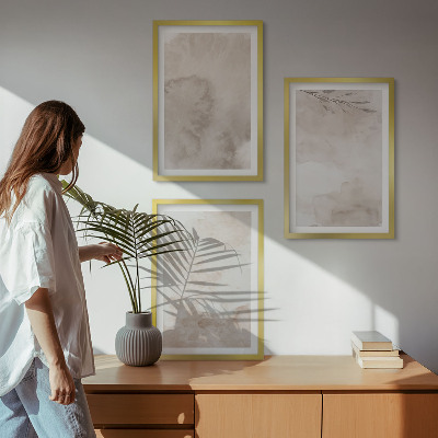 Bilder-3er-set mit rahmen Verschüttete Boho-Aquarellfarben