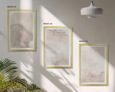 Bilder-3er-Set mit Rahmen Motiv mit verschütteten Aquarellfarben im Boho-Stil