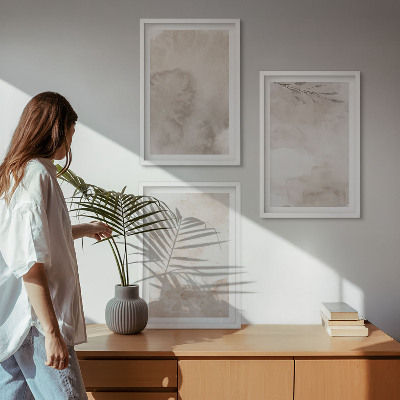 Bilder-3er-set mit rahmen Verschüttete Boho-Aquarellfarben