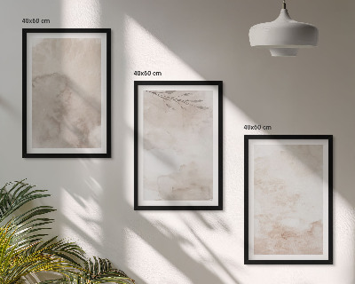 Bilder-3er-set mit rahmen Verschüttete Boho-Aquarellfarben