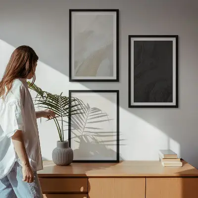 Strukturen schattieren Minimalismus 3er-Set Bilder mit Rahmen