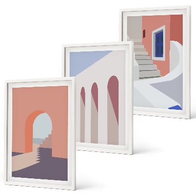 Gerahmtes bilderset Minimalistische Architekturillustrationen